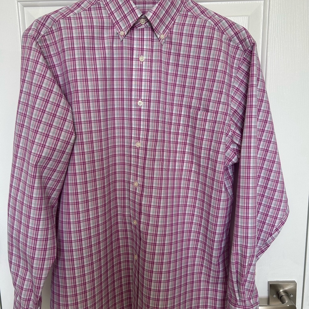 Jos. A. Bank Men's Pink and White Checkered Shirt
